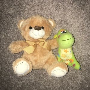Stuffed Animal Teddy Bear & Dinosaur Plush Set